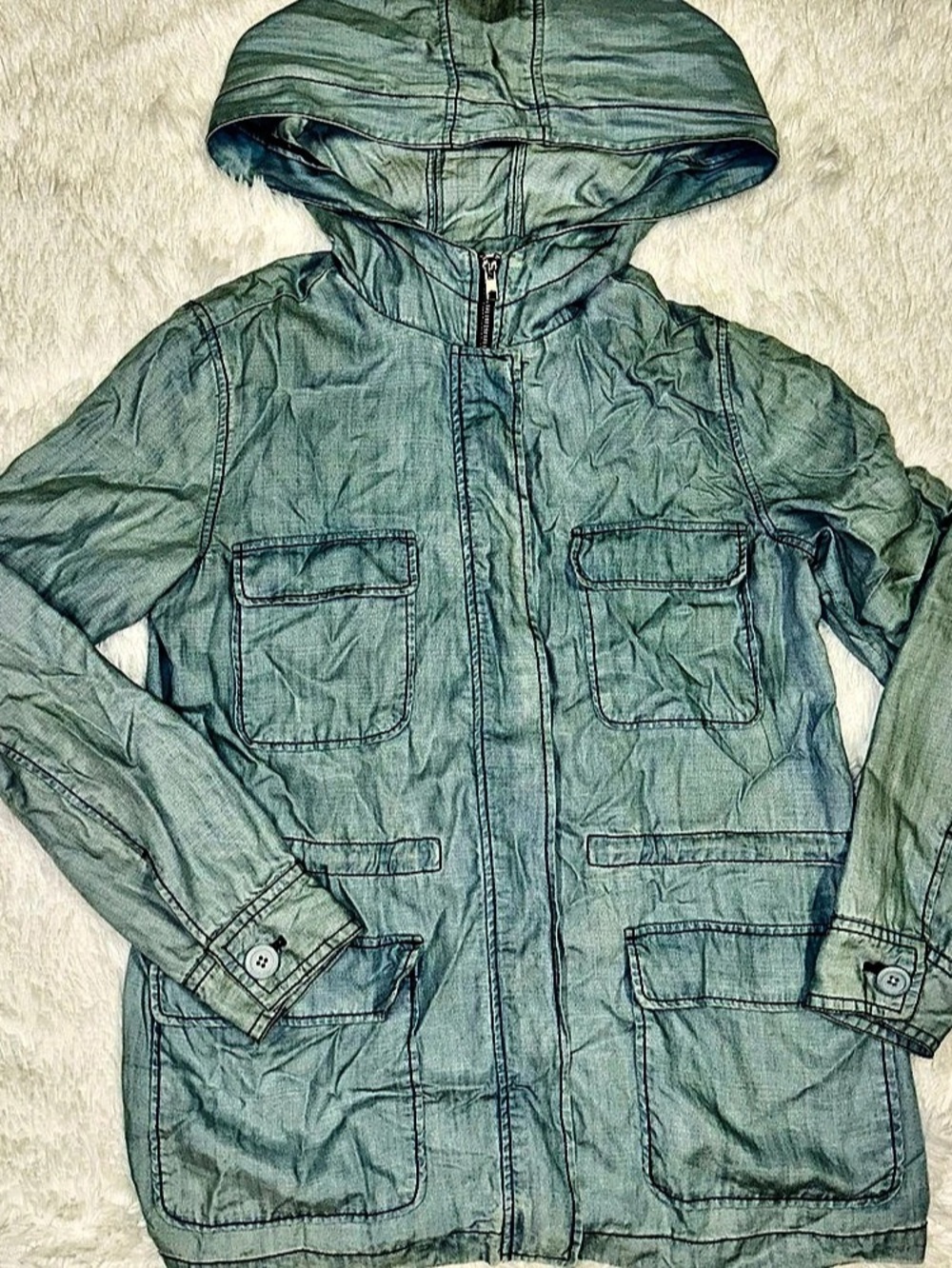 BB Dakota Hooded Utility Jacket in Blue Size Women’s Small